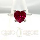 Solitario Argento cuore rosso mm 10